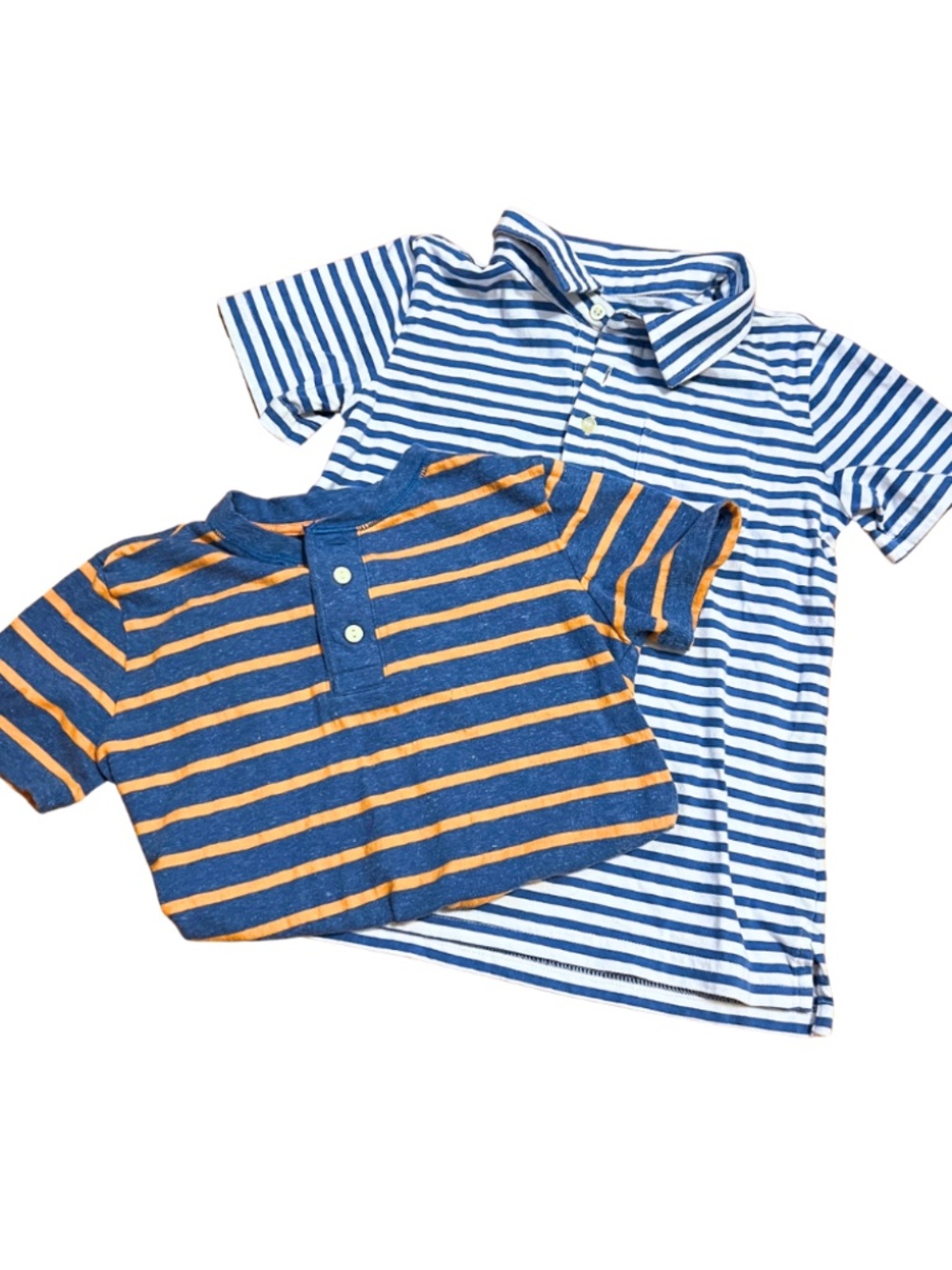 2 Primary Short Sleeve Tees Size 6-7, Striped polo and henley
